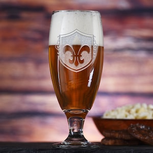 Fleur De Lis Water Goblet Glass Set, French, Paris Theme Decor