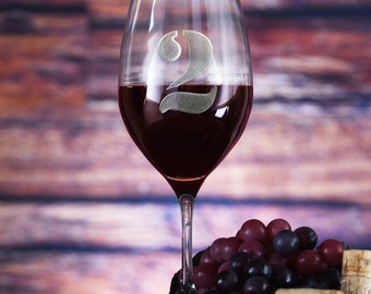 Engraved Numbered 1 through 12 - Crystal Red Wine Glass Set