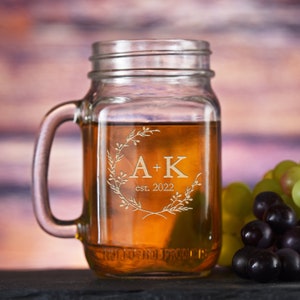 Botanic Floral Custom Wedding Favor Mason Jar Gifts, Rustic Wedding