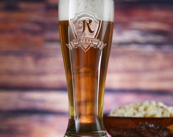 Beer Lover Gift Set de 2 / Cerveza artesanal / Home Brew / Home Bar / Vidrio pilsner monograma personalizado