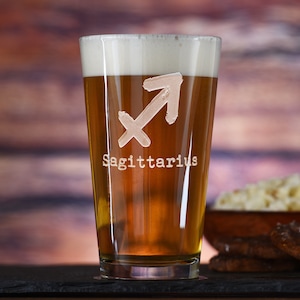 Zodiac Sign Pint Pub Glass Gift, Beer Lover Birthday Gifts