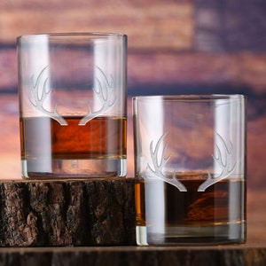 Deer Antlers Rocks Glass - Set of 2