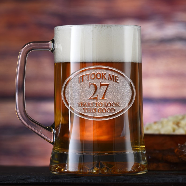 Birthday Beer Mug Glass Engraved Etsy