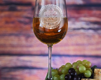 Irish Monogrammed Personalized Wine Glass