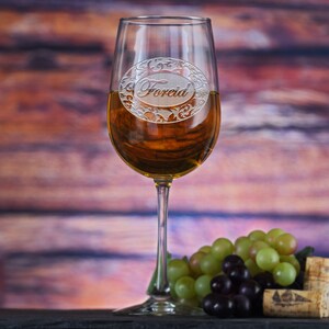 Monogramed Engraved Etched Wine Glass