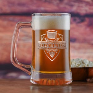 Groomsmen Beer Mug Engraved Gifts, Tuxedo Top Hat