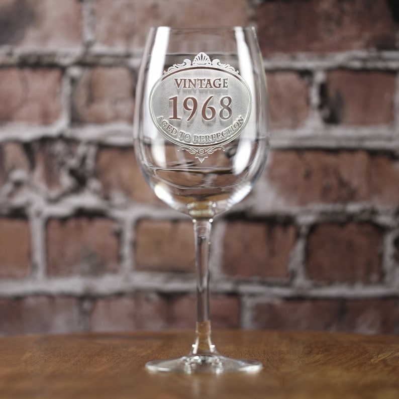 Aged to Perfection Birthday Wine Glass Engraved Vintage Year Etsy