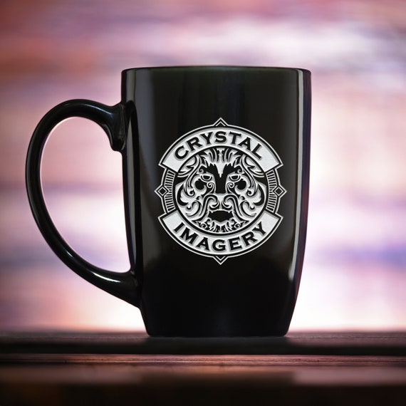 Logo Engraved Blue Coffee Mug - Etsy