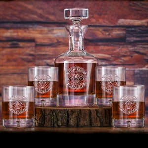 Your Logo Ravenscroft Crystal Whiskey Decanter and Glasses Gift Set
