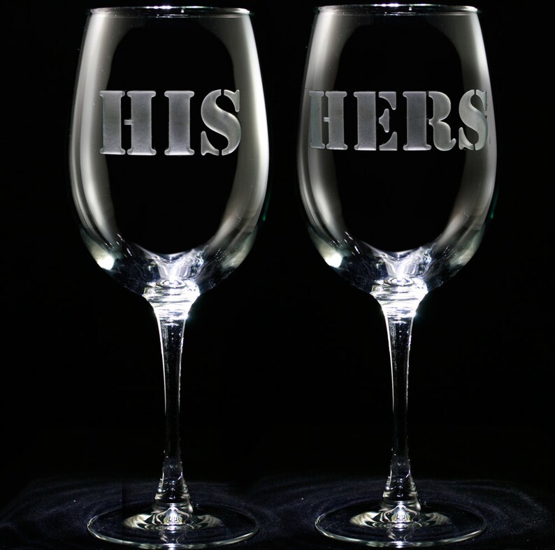 His and Hers Wine Glass Set Wedding Gifts for Bride and Groom Etsy