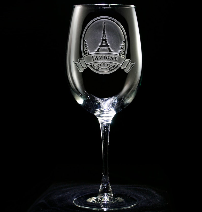French Paris Eiffel Tower Monogrammed Personalized Wine Glass