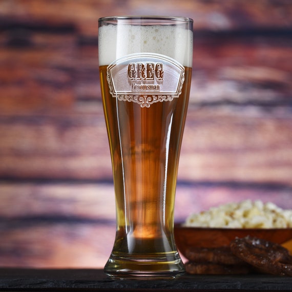 Unique Groomsmen Gifts, Engraved Best Man Pilsner Beer Glass