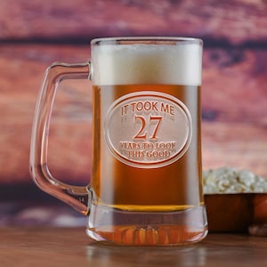 Birthday Beer Mug Glass, Engraved