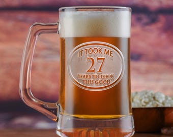 Birthday Beer Mug Glass, Engraved