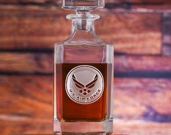 Air Force Engraved Square Whiskey Decanter