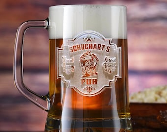 Engraved Personalized Pub Bar Sign Beer Mug