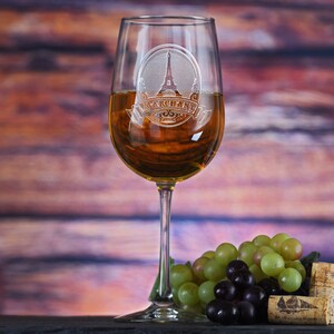French, Paris Eiffel Tower Monogrammed Personalized Wine Glass