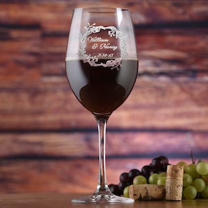 Copa de vino tinto de cristal Stolzle, copas de novia y novio grabadas