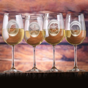 Seashell Wine Glasses,  Beach House Glasses, Coastal Decor