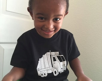 Kids' LEECH DEPT. - Cartoon Garbage Truck - Black T-Shirt & more colors