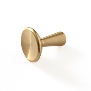 May include: A gold-colored metal knob with a round, flat top and a cylindrical stem.