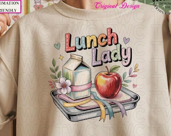 Lunch Lady PNG Retro Schule Cafeteria Sublimationsentwurf