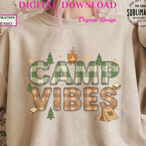 Camp Vibes PNG Patchwork Camping Shirt Digital Download
