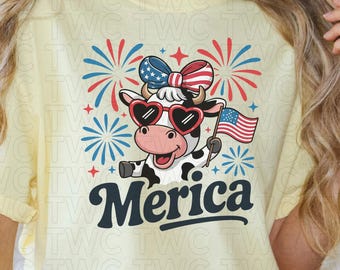 Funny 4th of July Cow PNG: Heifer T-Shirt Sublimation Design (Digital Download)