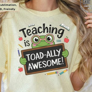 Frog Teacher PNG for Women, Back to School Shirt Print
