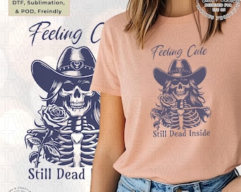 Western Skeleton Cowgirl PNG, Halloween Rodeo Design, Spooky Cowboy Sublimation