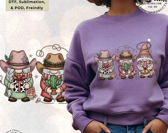 Gnome de Noël occidental PNG Cowboy vacances sublimation maison de campagne clipart festif