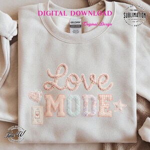 Love Mode Valentine Patchwork Heart PNG PNG Digital Download Valentines Design Sublimation