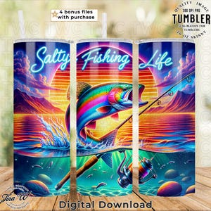 Salty Fishing Life Tumbler: Trout Fisherman Design (Digital Download)