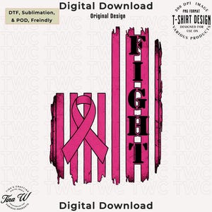 Breast Cancer Awareness PNG: Pink Ribbon Grunge Sublimation Design (Digital Download)