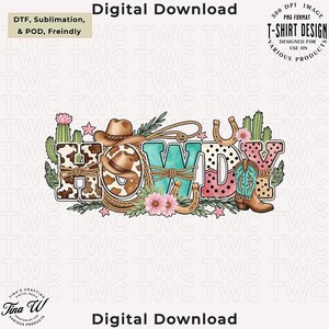 Howdy Cowgirl PNG: Western Sublimation Design for Country Tees (Digital Download
