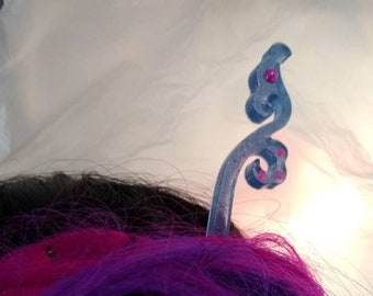 Flourish Hair Stick, Hair Stick, Blue and Pink Hair Stick, Peineta, Hair Fascinator