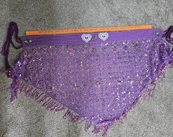 Belly Dance Purple Belt, Dance Belt, ATS Style Belt, Fusion Bellydance Belt, Macrame Belt, Stage Light Stunner Belt, Hip Scarf