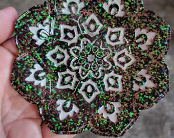 Mandala Dish, Ring Tray, Crystal Holder, Crystal Alter, Mandala Tray, Good Fortune, Key Dish, Trinket Tray, Car Key Holder, Mandala Bowl