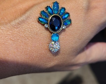 Crystal Blue Fan Bindi