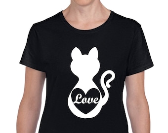 Cat Shirt, women's Cat shirt, cat shirt, Cat cotton shirt, cat love shirt, Cat heart printed t shirt, Cat love tee