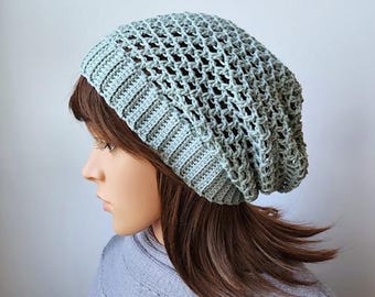 Patrón PDF de gorro de crochet holgado de verano - Gorro de lana fácil de DK Yarn
