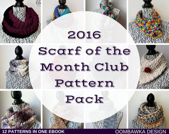 CROCHET PATTERN: 2016 Scarf of the Month Club Pattern Pack