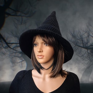 Halloween Witch Hat Crochet Pattern PDF, 6 Sizes Toddler to Adult, Costume Hat Pattern