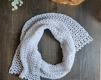 Lacy V Stitch Scarf Crochet Pattern, Advanced Beginner DK Yarn Scarf Design - Pattern PDF