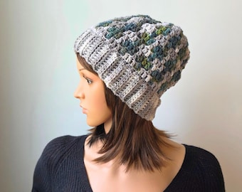 Mosaic Crochet Hat Pattern | Two Color Adult Hat | Ribbed Brim PDF