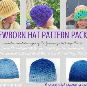 CROCHET PATTERN: Newborn Hat Pattern Pack #1
