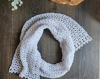 Lacy V Stitch Scarf Crochet Pattern, Advanced Beginner DK Yarn Scarf Design - Pattern PDF