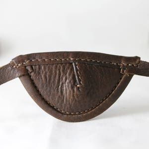 Slim, brown, convex - leather eye patch