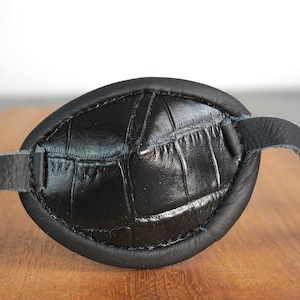 Alligator stamped leather eye patch - Classic Leather Eyepatch- Free shipping US only