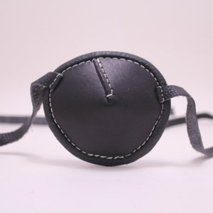 Black (white stitch) leather eye patch